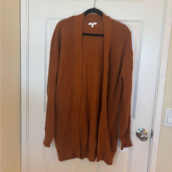 Nordstrom BP Cozy Open Front Cardigan in Burnt Orange - Picture 1 of 3